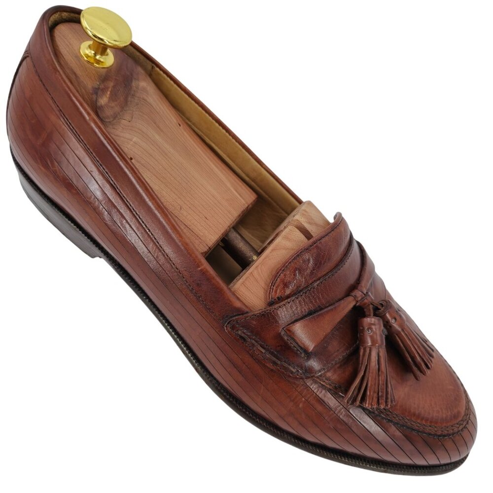 Vintage Bragano by Cole Haan Men 10 Brown Calfskin Leather Loafers Dress Loafers